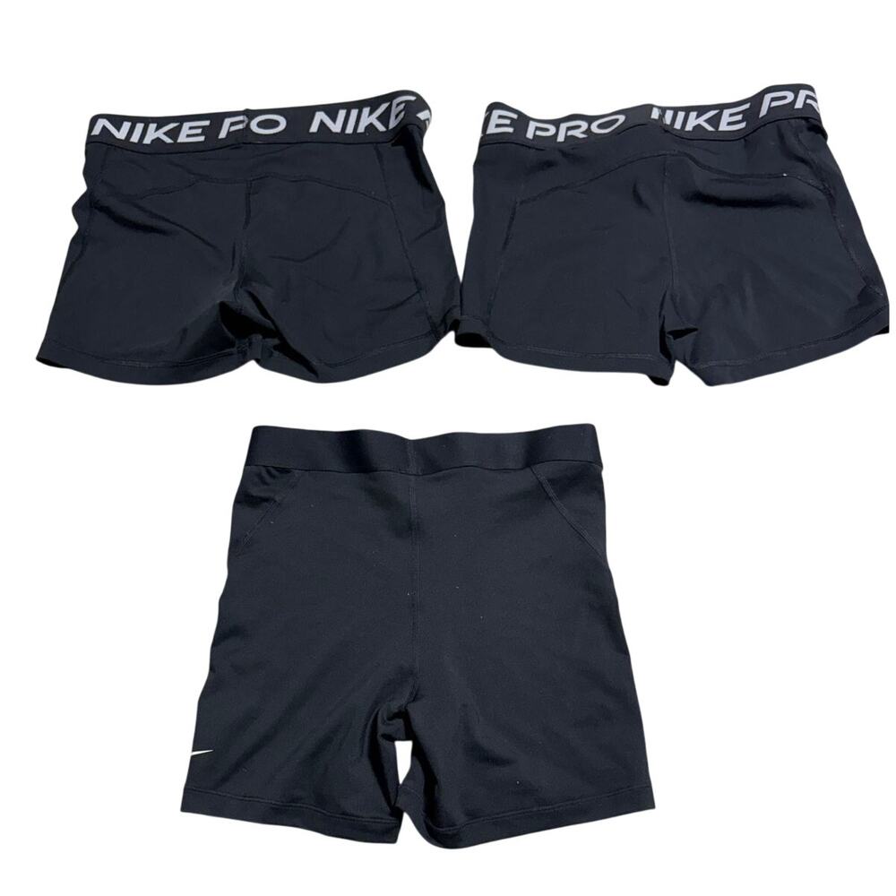 Nike Pro Shorts Lot 3" 5" Women's Medium Black Athletic Hot Pants Workout Cheer - Picture 2 of 3